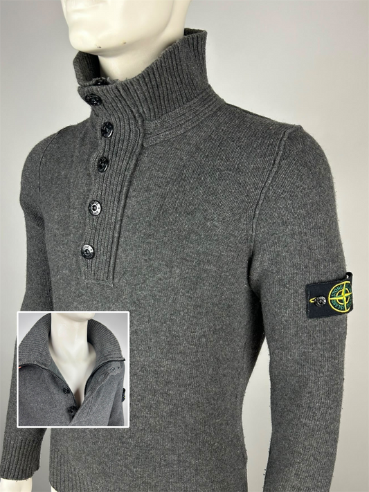 Stone Island Wollen Trui met Korte Rits (XL)